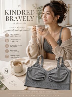 Kindred Bravely Gray Nursing Bra Seamless Size Medium